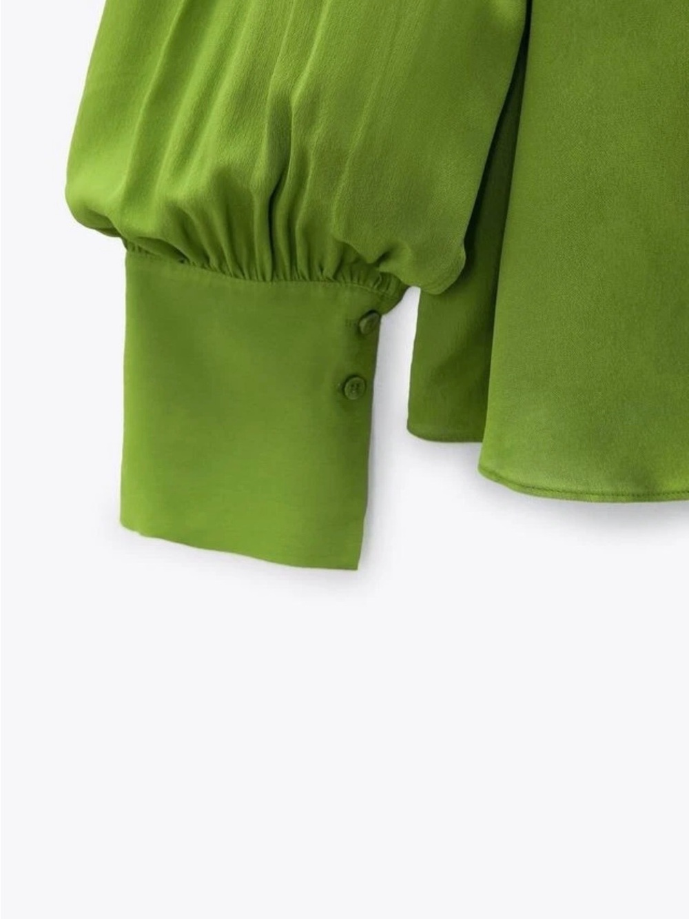 Zara Bright Lime Green Chic Contemporary Balloon-Sleeve Blouse Women’s Medium - Picture 5 of 12